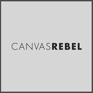 "CanvasRebel" logo — "CANVAS" in thin font and "REBEL" in bold, black text inside a gray-bordered box.