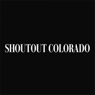 "Shoutout Colorado" in white serif text centered on a black background.