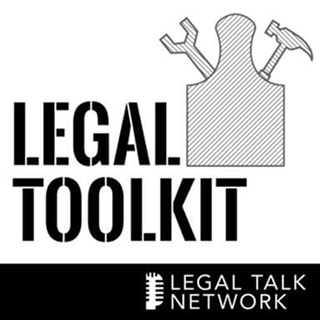 "Legal Toolkit" logo — stacked black text beside a toolbox graphic with a wrench and hammer, above a "Legal Talk Network" footer.
