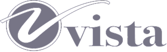 "Vista" logo — a gray serif wordmark with a curved swoosh sweeping over the letters, on a transparent checkerboard background.