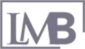 "LMB" logo — bold dark gray serif letters with a soft shadow on a transparent background.